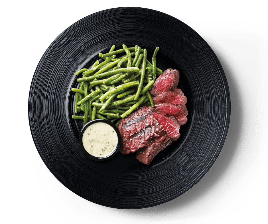 Viande grillée au feu de bois. Bavette d'aloyau chez courtepaille
